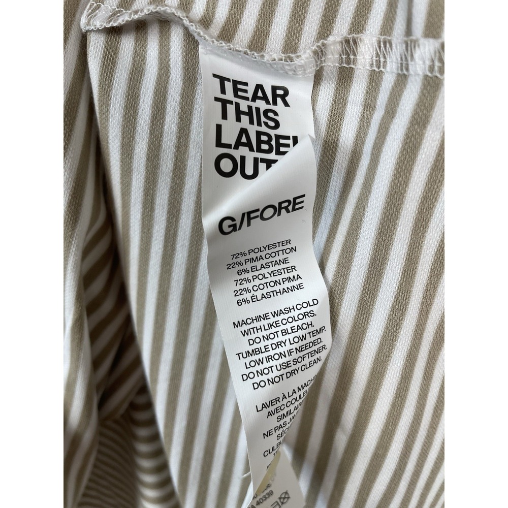 G/FORE Air Play Stripe Polo Shirt Mens XXL Dune Beige White Golf Pima Stretch - Picture 5 of 8